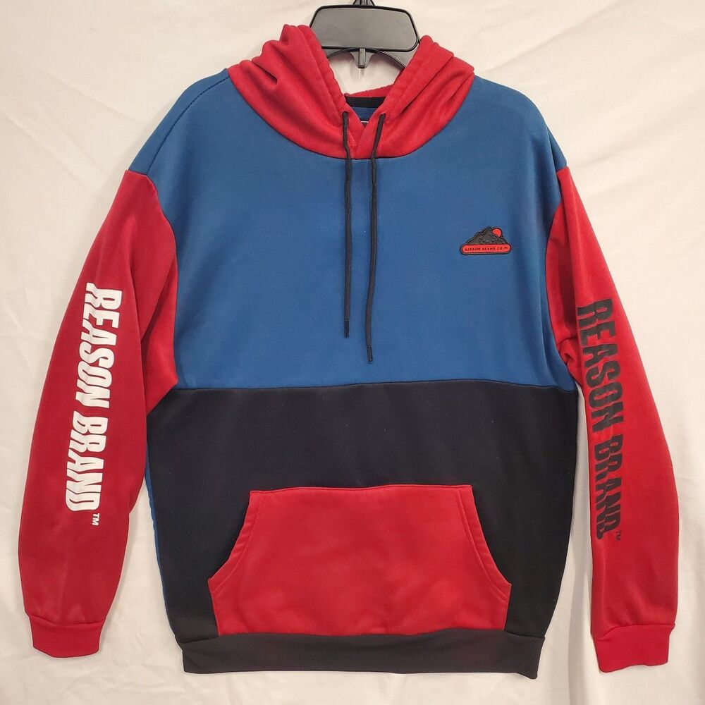Reason Brand Color Block Hoodie Long Sleeve Multi-Color  Size Large